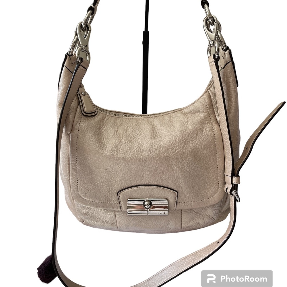 Coach Kristin F22306 Champagne Leather Hobo Shoulder Handbag Purse